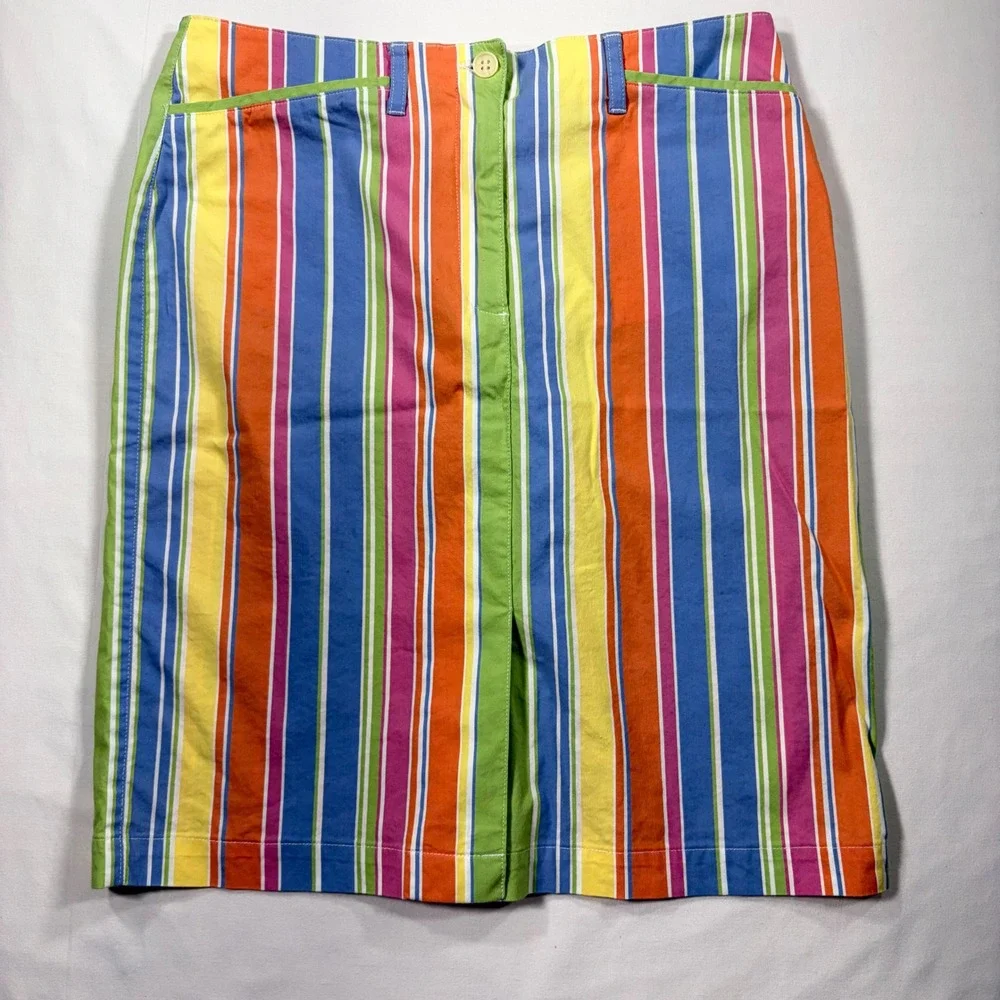 Jones New York Sport Striped Pencil Skirt Sz 4 Multi-Color Stretch